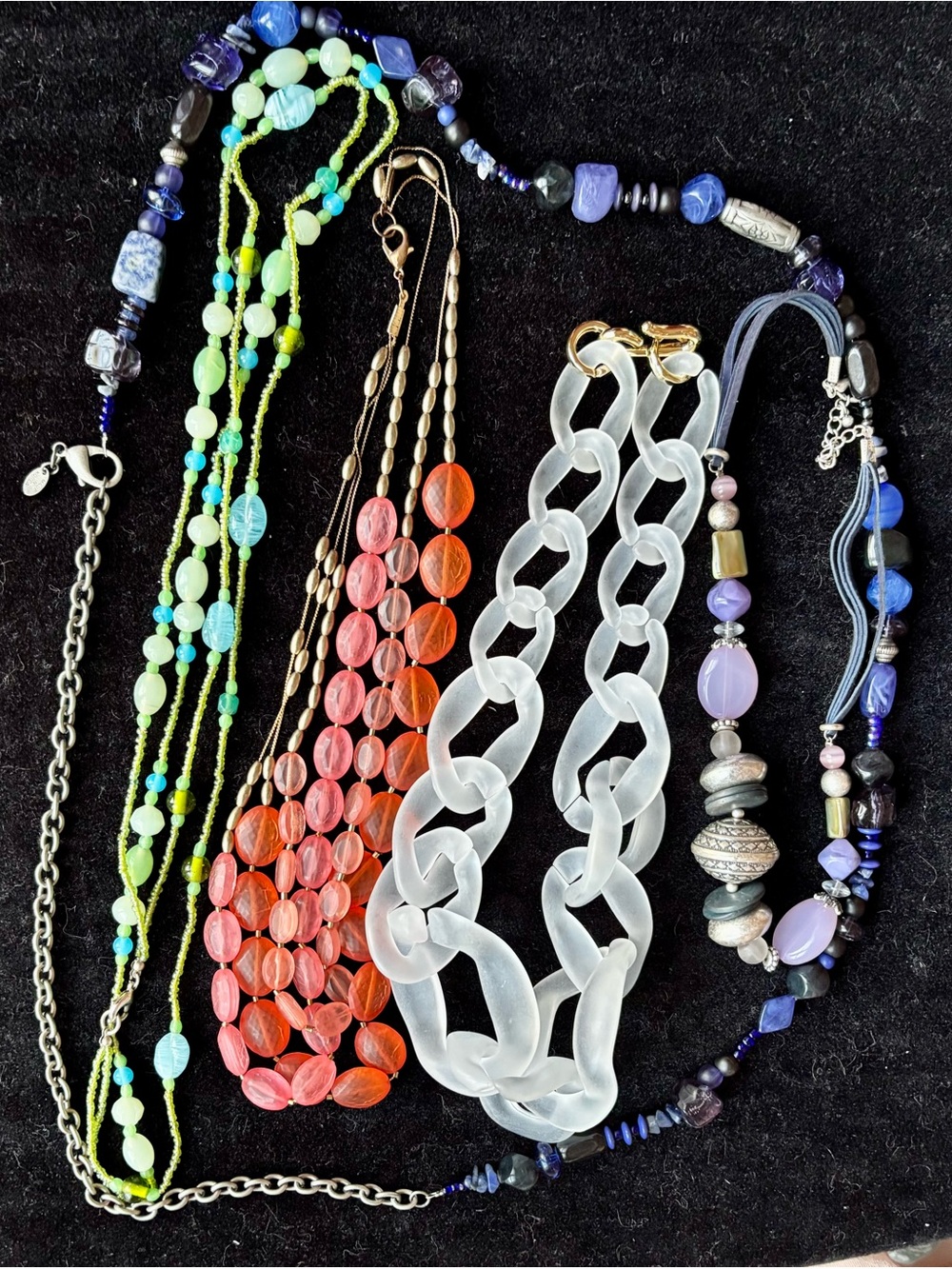Multicolor Beaded & Frosted Chain Necklace Set - Women Jewelry